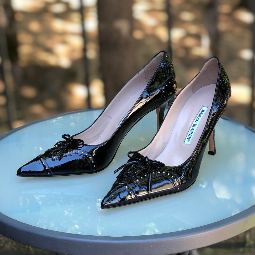 Manolo Blahnik Patent Leather Brogue Heels